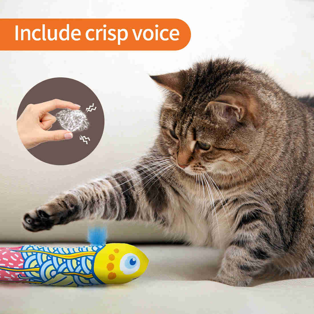 Canvas Rattling Paper Mint Fish Pillow Catnip Toys, 2 Pack