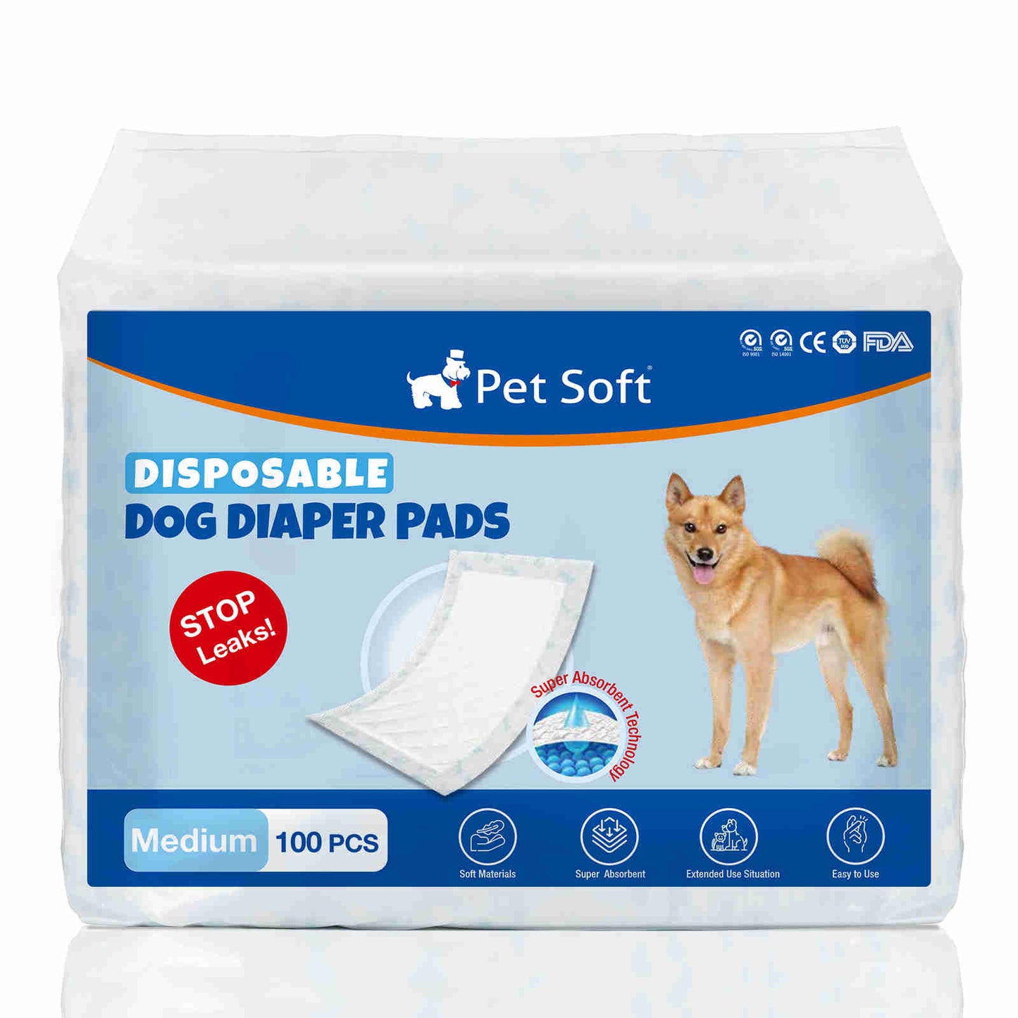 Disposable Dog Diaper Liners, Fit Most Dog Wraps and Belly Bands, Blue, 1 Pack