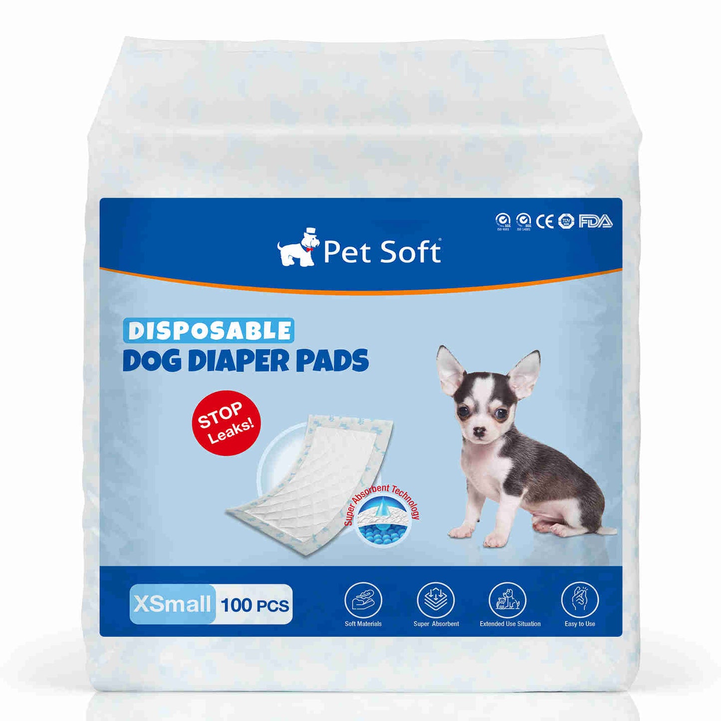 Disposable Dog Diaper Liners, Fit Most Dog Wraps and Belly Bands, Blue, 1 Pack