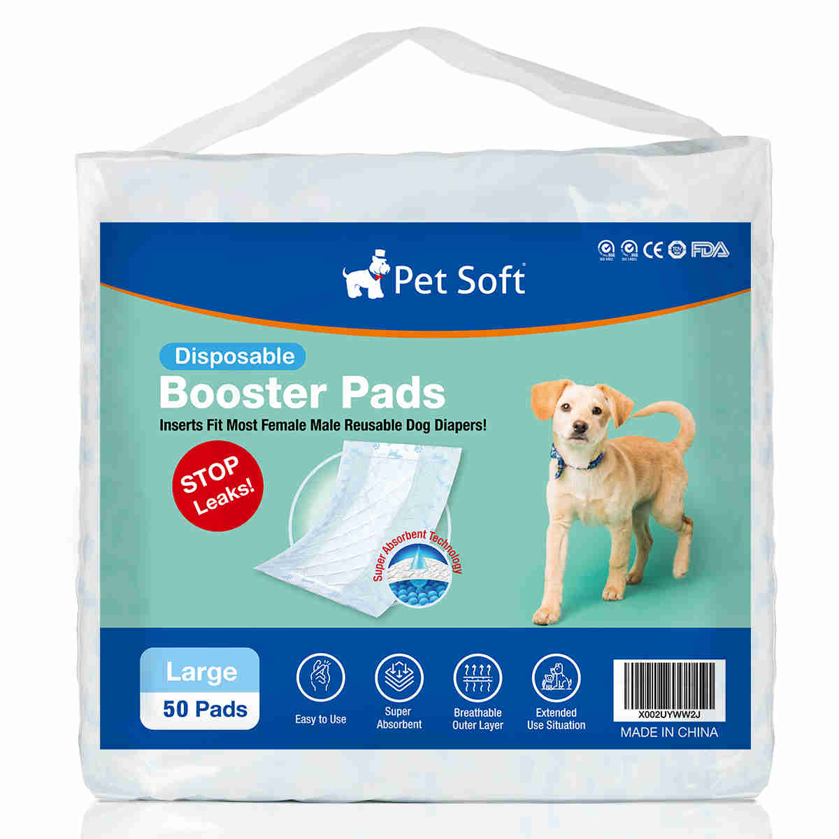 Disposable Dog Diaper Liners, Fit Most Dog Wraps and Belly Bands, Up-graded, Blue, 1 Pack
