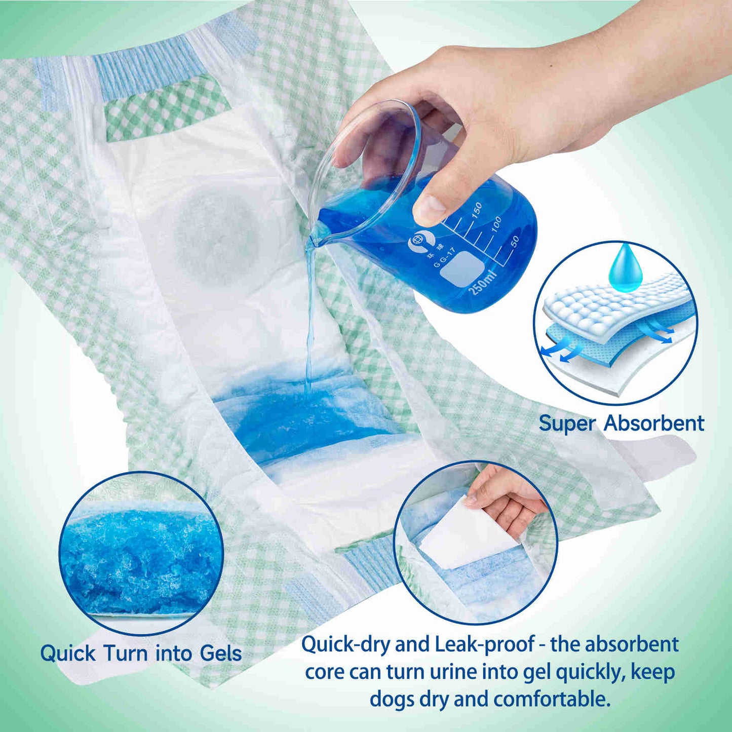 Disposable Female Dog Diaper, Adjustable Tail Hole, 24 Pcs/ Pack