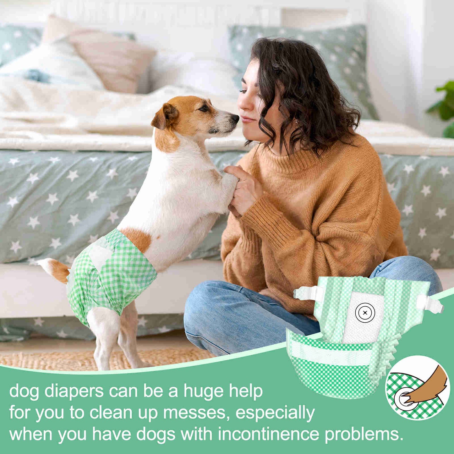 Disposable Female Dog Diaper, Adjustable Tail Hole, 24 Pcs/ Pack