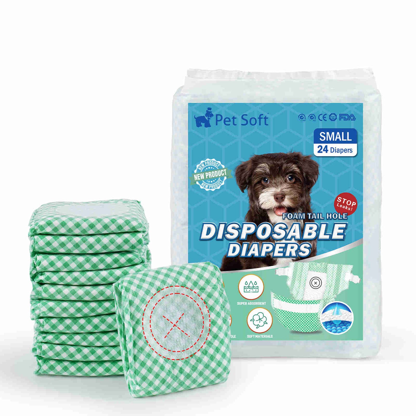 Disposable Female Dog Diaper, Adjustable Tail Hole, 24 Pcs/ Pack