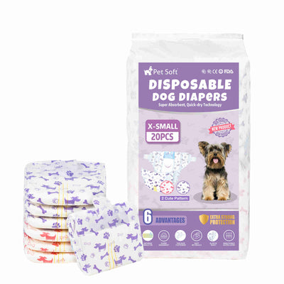 Disposable Female Dog Diaper, Adjustable Tail Hole with Wetness Indicator, Purple/Red, 1 Pack