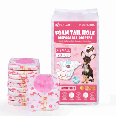 Disposable Female Dog Diaper, Adjustable Tail Hole with Wetness Indicator, Red, 1 Pack