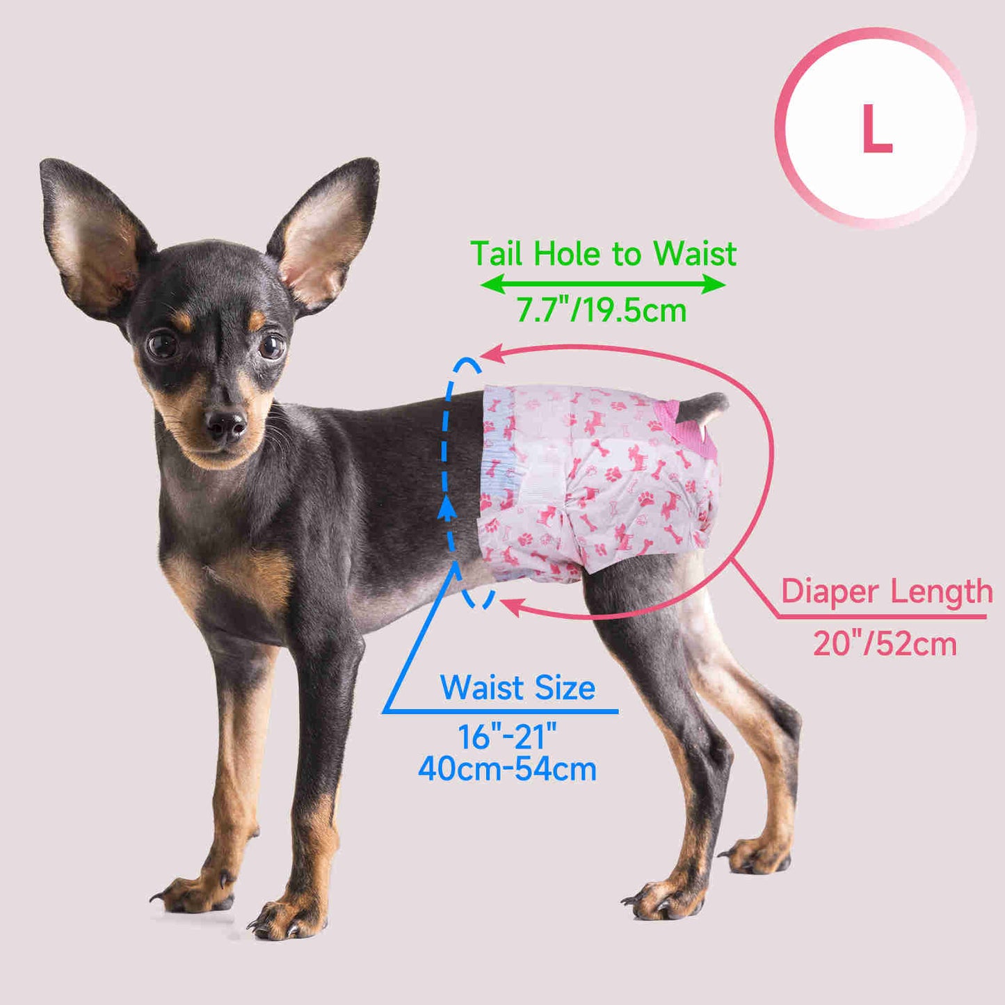 Disposable Female Dog Diaper, Adjustable Tail Hole with Wetness Indicator, Red, 1 Pack