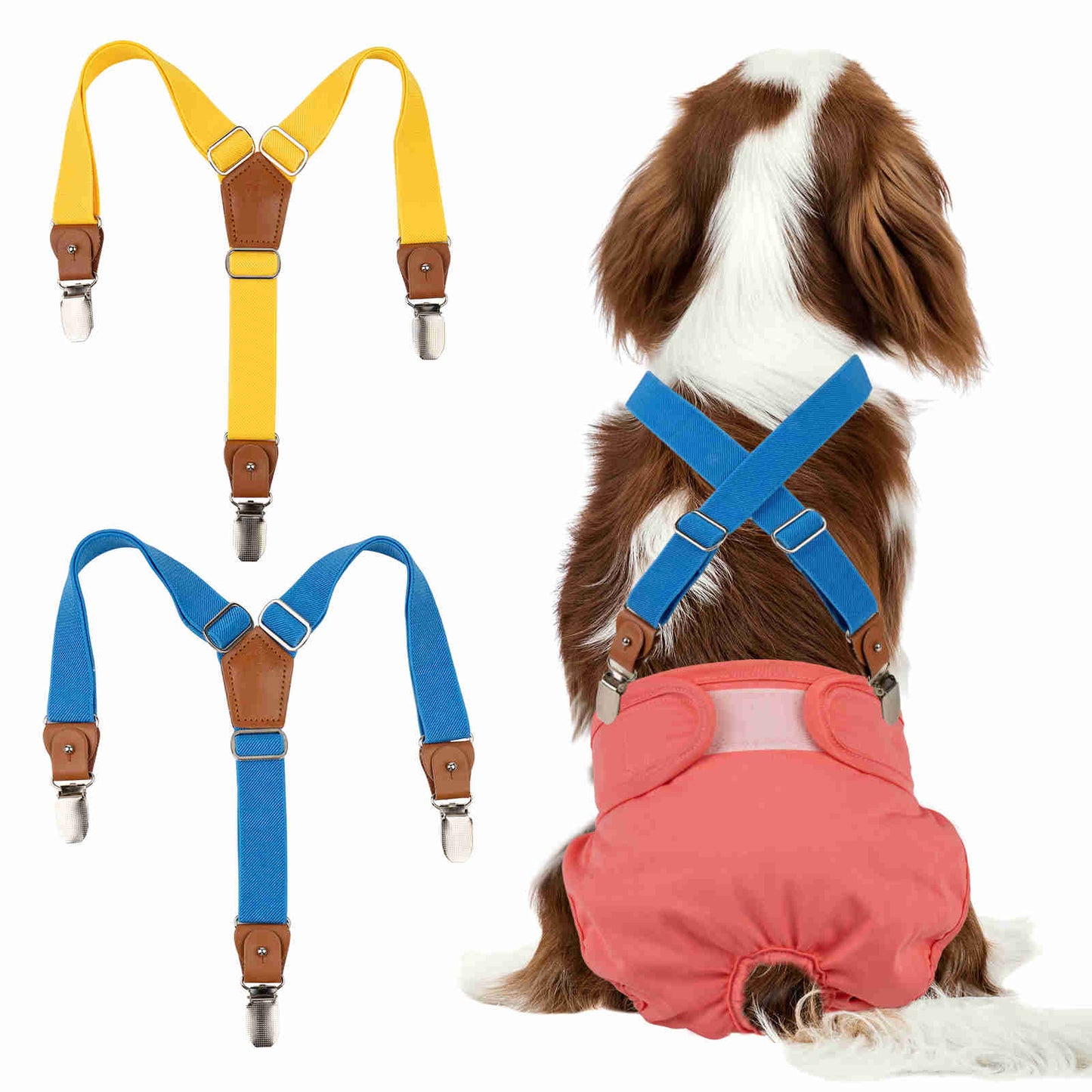 Dog Diaper Keeper For Male Dog And Female Dog Diapers, 2 Pcs Pack (Blue & Yellow)