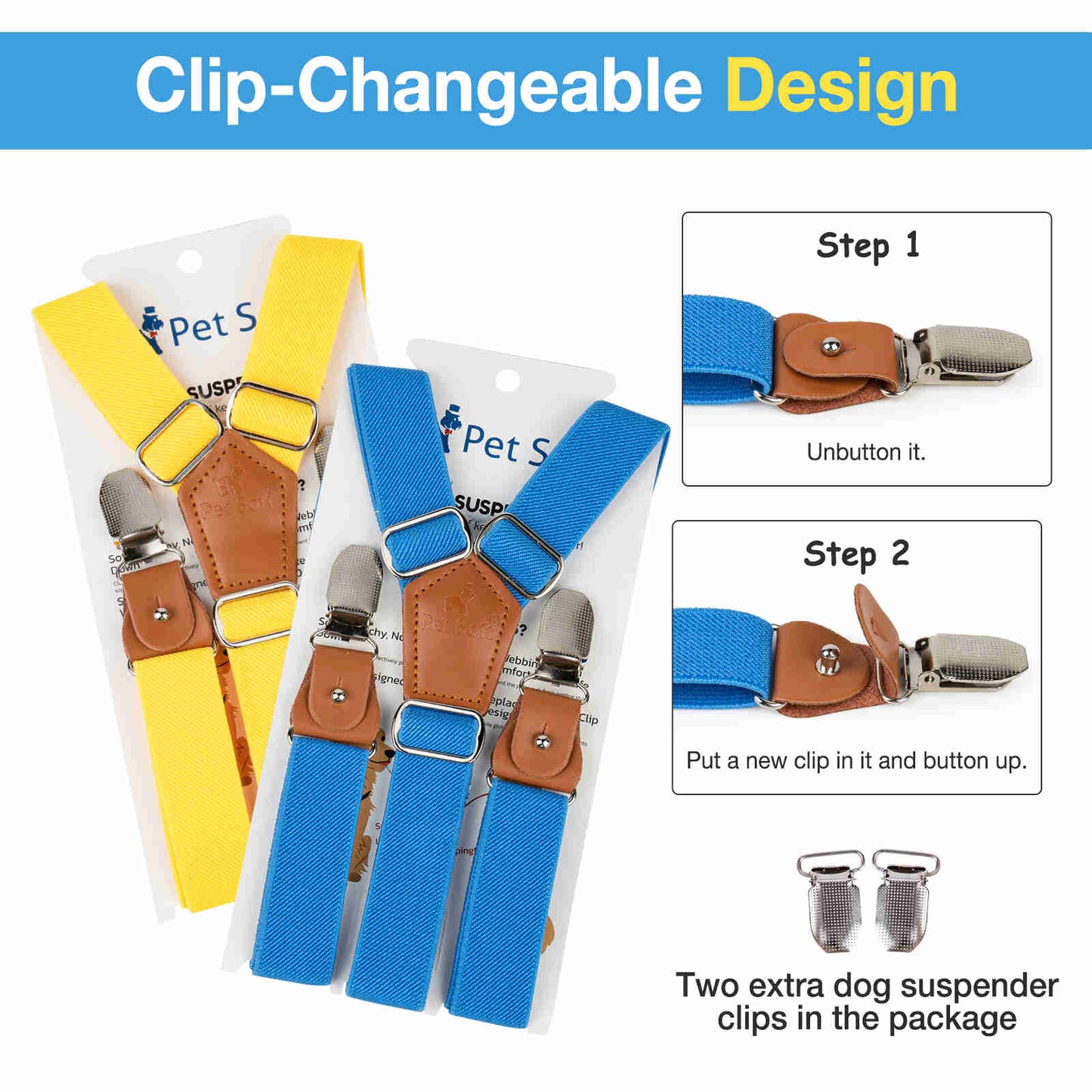 Dog Diaper Keeper For Male Dog And Female Dog Diapers, 2 Pcs Pack (Blue & Yellow)