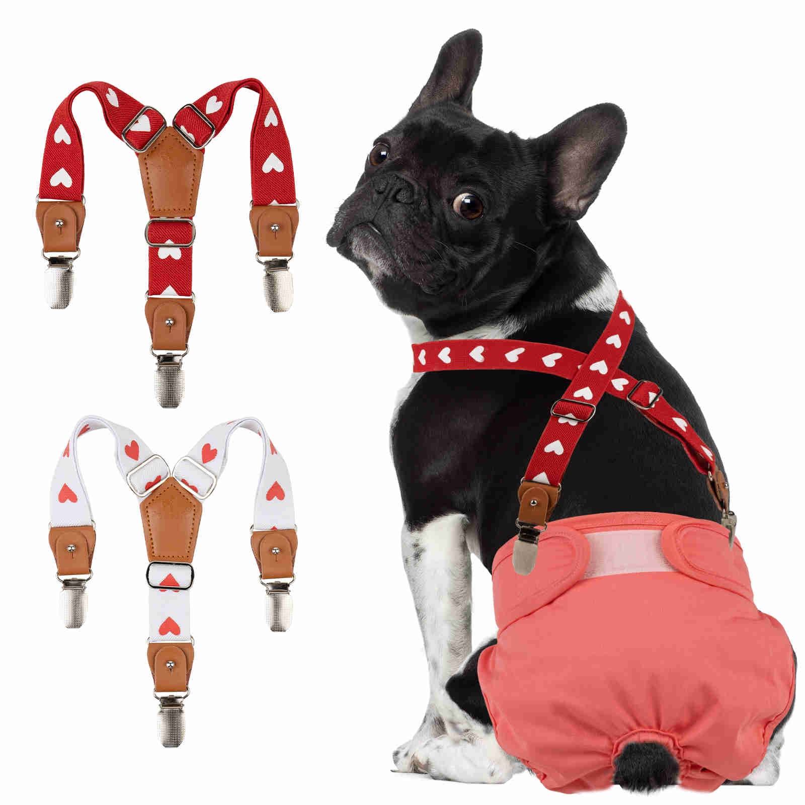 Dog Diaper Keeper For Male Dog And Female Dog Diapers, 2 Pcs/ Pack (Heart)