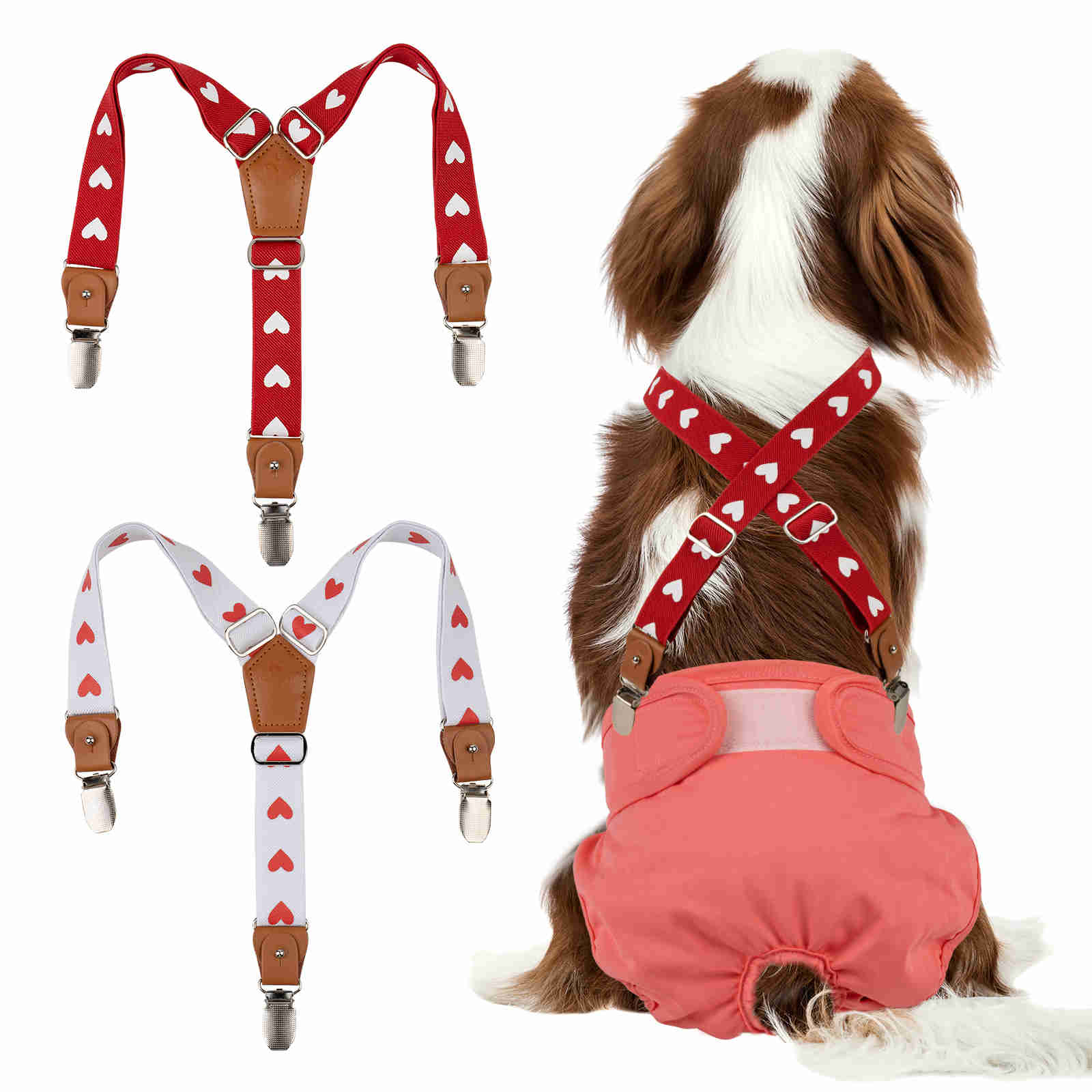 Dog Diaper Keeper For Male Dog And Female Dog Diapers, 2 Pcs/ Pack (Heart)