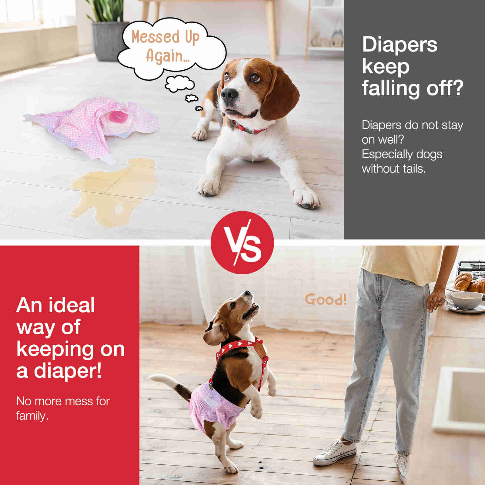 Dog Diaper Keeper For Male Dog And Female Dog Diapers, 2 Pcs/ Pack (Heart)