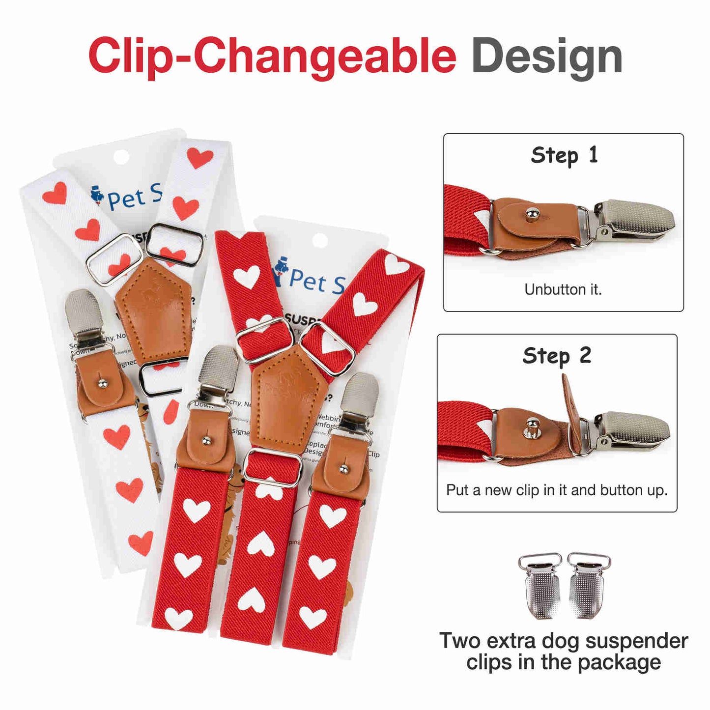 Dog Diaper Keeper For Male Dog And Female Dog Diapers, 2 Pcs/ Pack (Heart)
