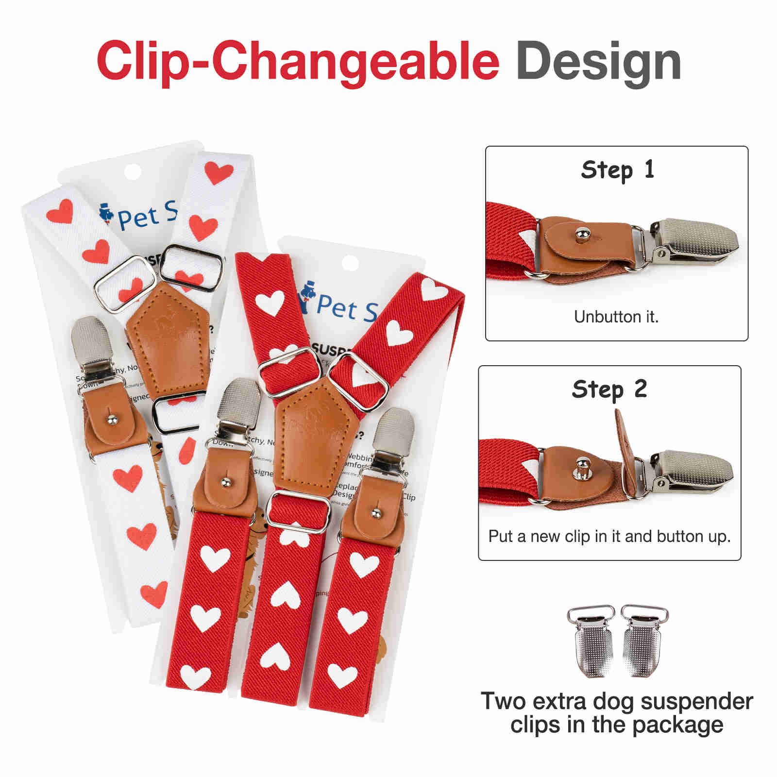 Dog Diaper Keeper For Male Dog And Female Dog Diapers, 2 Pcs/ Pack (Heart)
