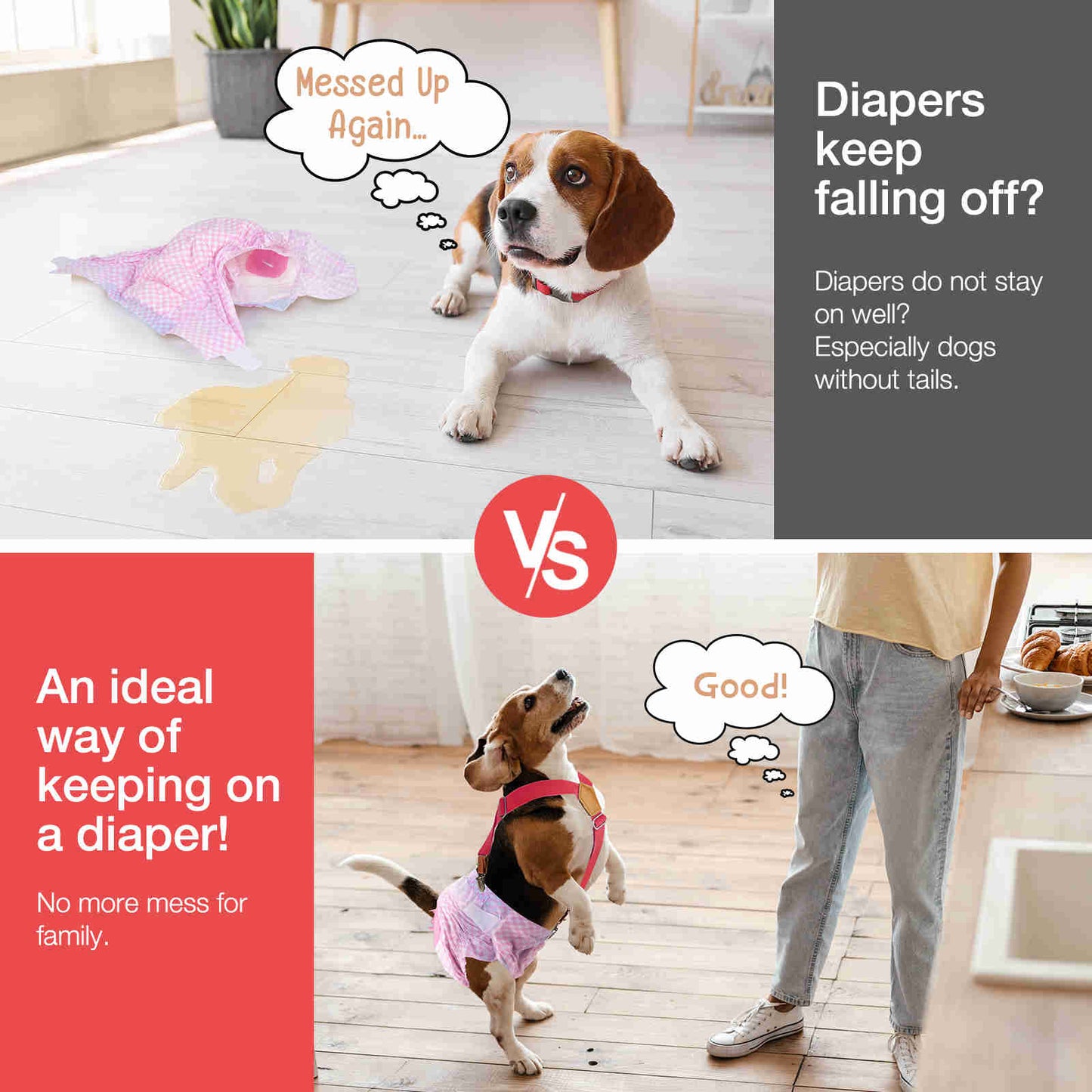 Dog Diaper Keeper For Male Dog And Female Dog Diapers, 2 Pcs/ Pack (Red & Brown)