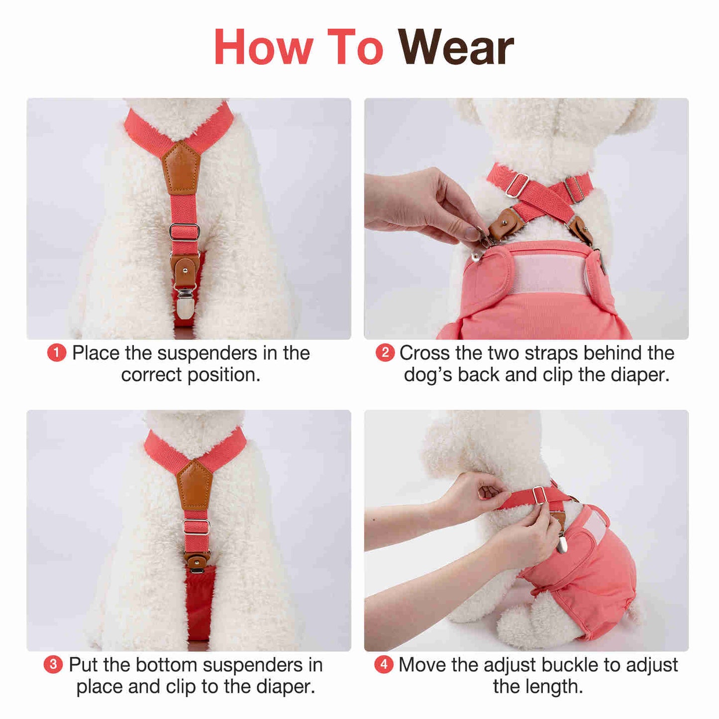 Dog Diaper Keeper For Male Dog And Female Dog Diapers, 2 Pcs/ Pack (Red & Brown)