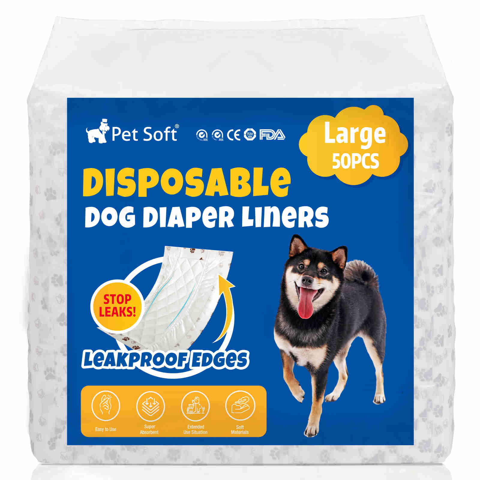 Disposable Dog Diaper Liners, Fit Most Dog Wraps and Belly Bands, Up-graded, Brown, 1 Pack