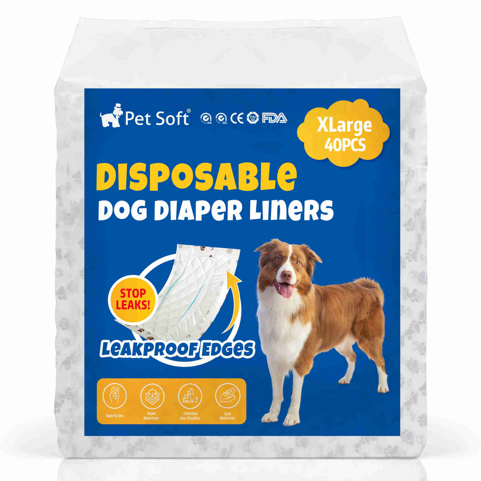 Disposable Dog Diaper Liners, Fit Most Dog Wraps and Belly Bands, Up-graded, Brown, 1 Pack