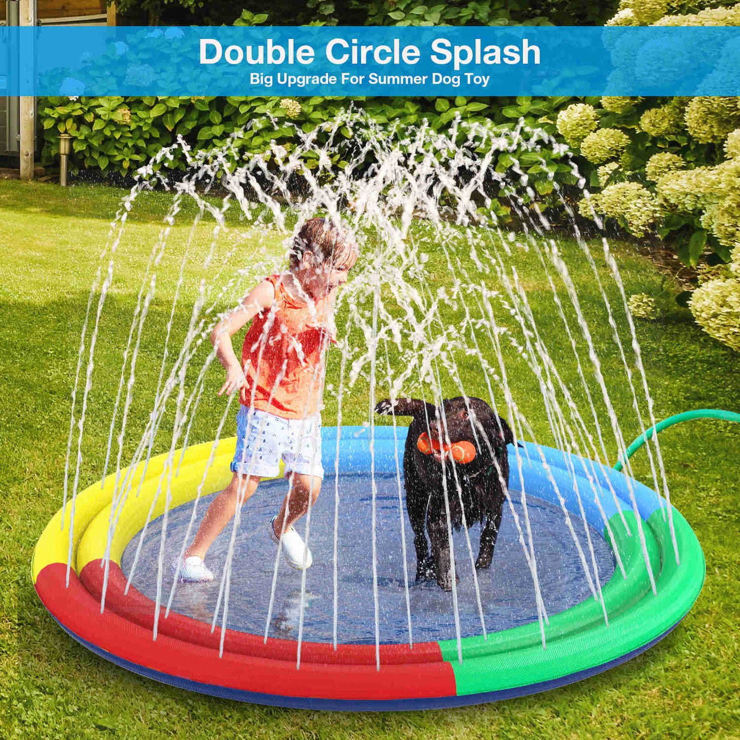 Double-Ring Thickened Splash Water Mat for Dogs, Summer Fun Water Toys for Dogs, 1 Pack