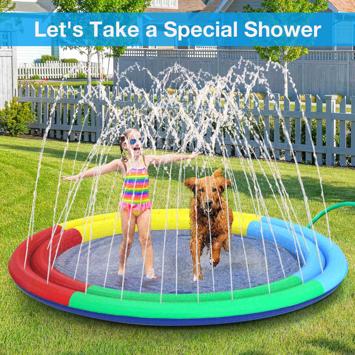 Double-Ring Thickened Splash Water Mat for Dogs, Summer Fun Water Toys for Dogs, 1 Pack