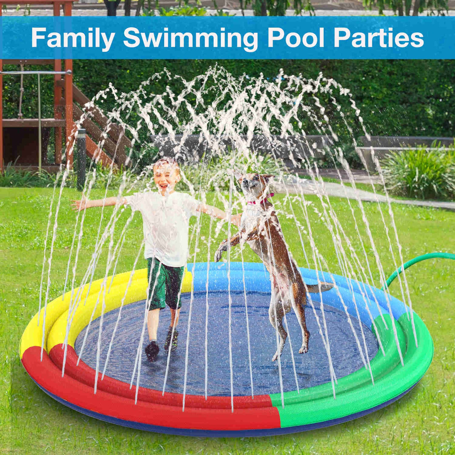 Double-Ring Thickened Splash Water Mat for Dogs, Summer Fun Water Toys for Dogs, 1 Pack