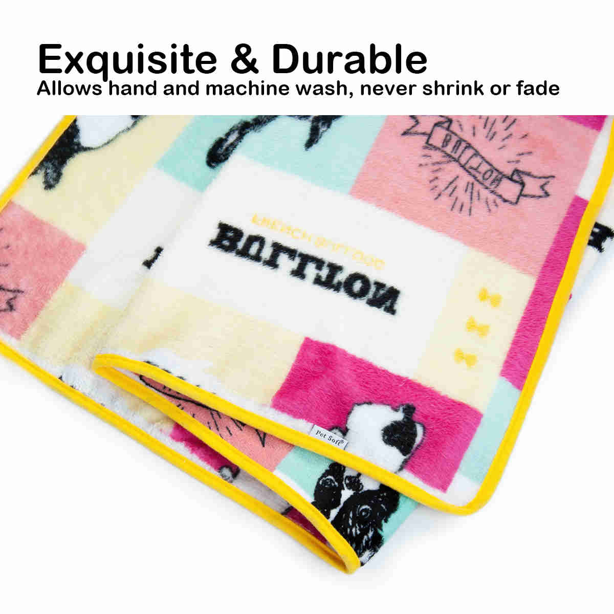 Fluffy Cats Dogs Blankets, 3 Pack (French Bulldog, L)