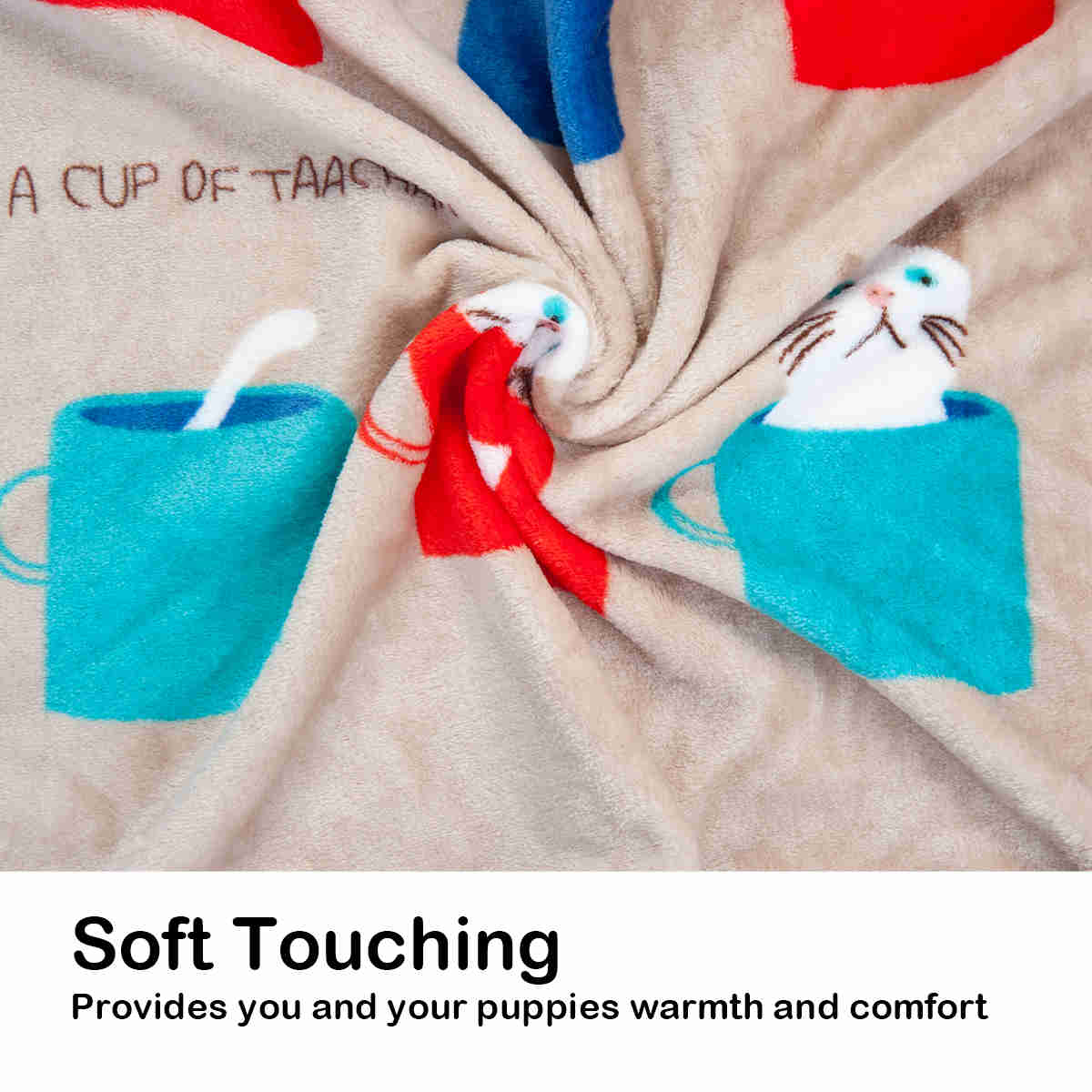 Fluffy Cats Dogs Blankets, 3 Pack (French Bulldog, M)