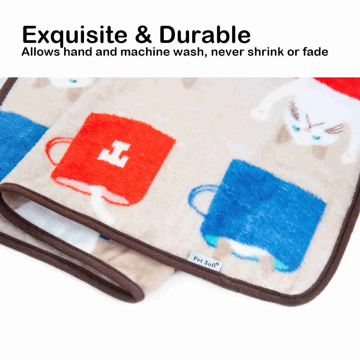 Fluffy Cats Dogs Blankets, 3 Pack (French Bulldog, M)