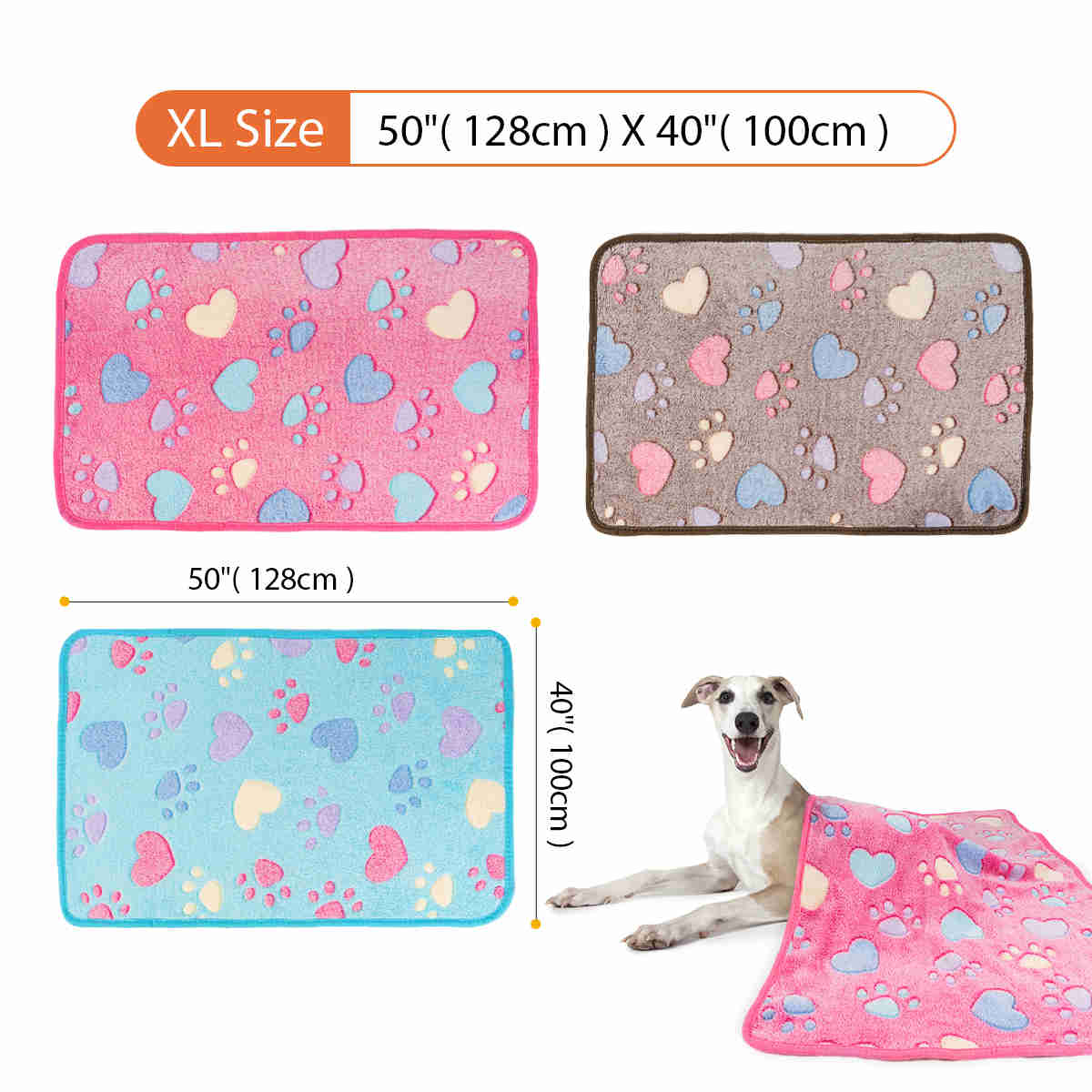 Fluffy Cats Dogs Blankets, 3 Pack (Heart)