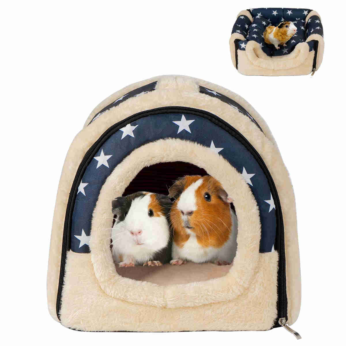 Guinea Pig Hideout,Bunny Bed, Small Animal Bed, Small Animal Bed, 1 Pack (BlueStars)