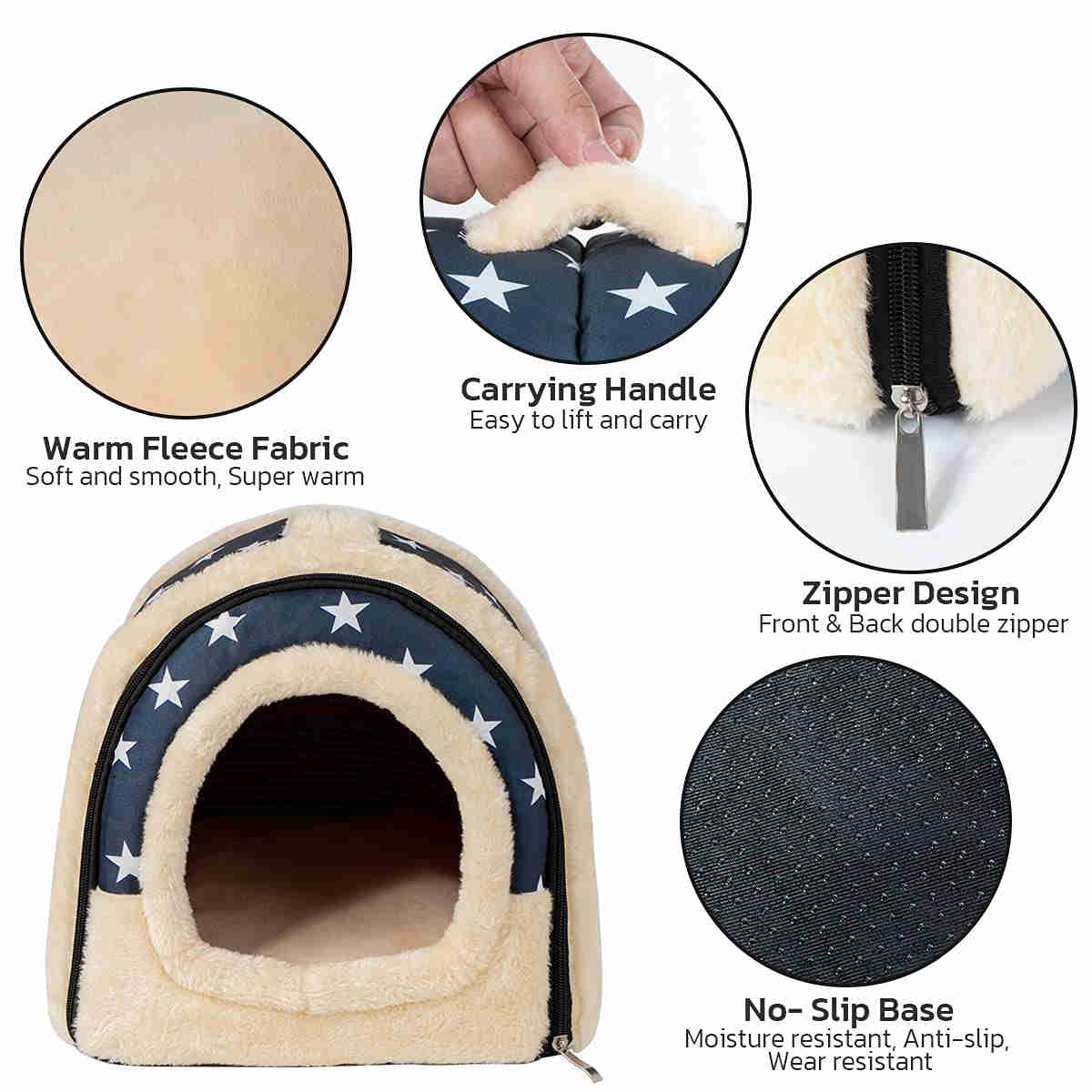 Guinea Pig Hideout,Bunny Bed, Small Animal Bed, Small Animal Bed, 1 Pack (BlueStars)