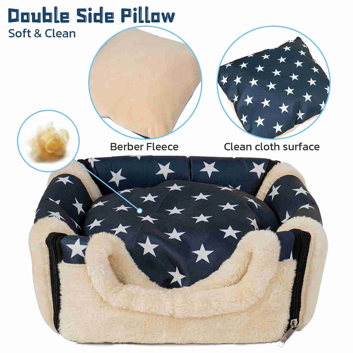 Guinea Pig Hideout,Bunny Bed, Small Animal Bed, Small Animal Bed, 1 Pack (BlueStars)