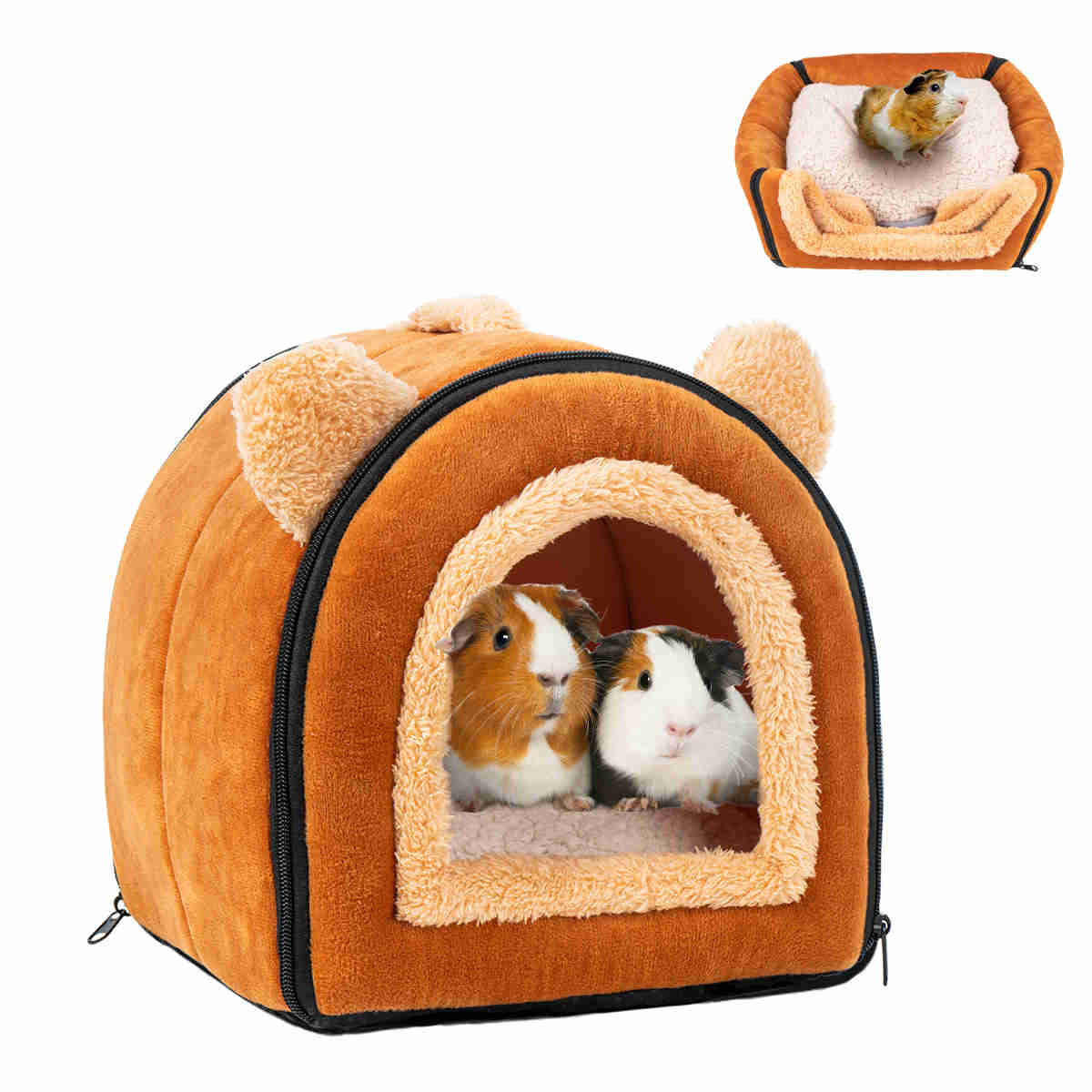 Guinea Pig Hideout,Bunny Bed, Small Animal Bed, Small Animal Bed, 1 Pack (Brown)