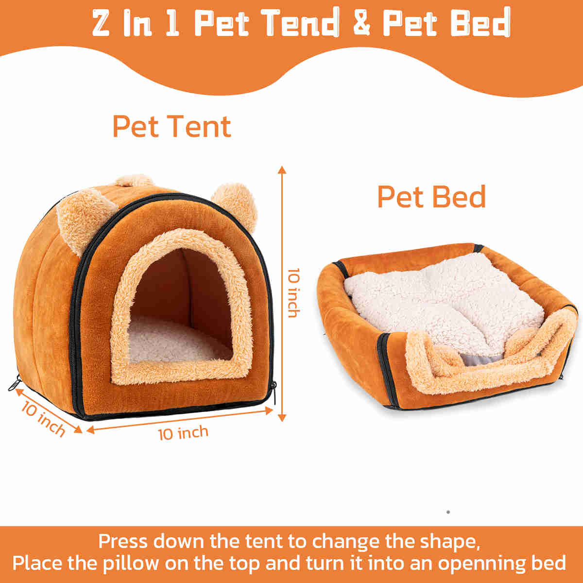 Guinea Pig Hideout,Bunny Bed, Small Animal Bed, Small Animal Bed, 1 Pack (Brown)