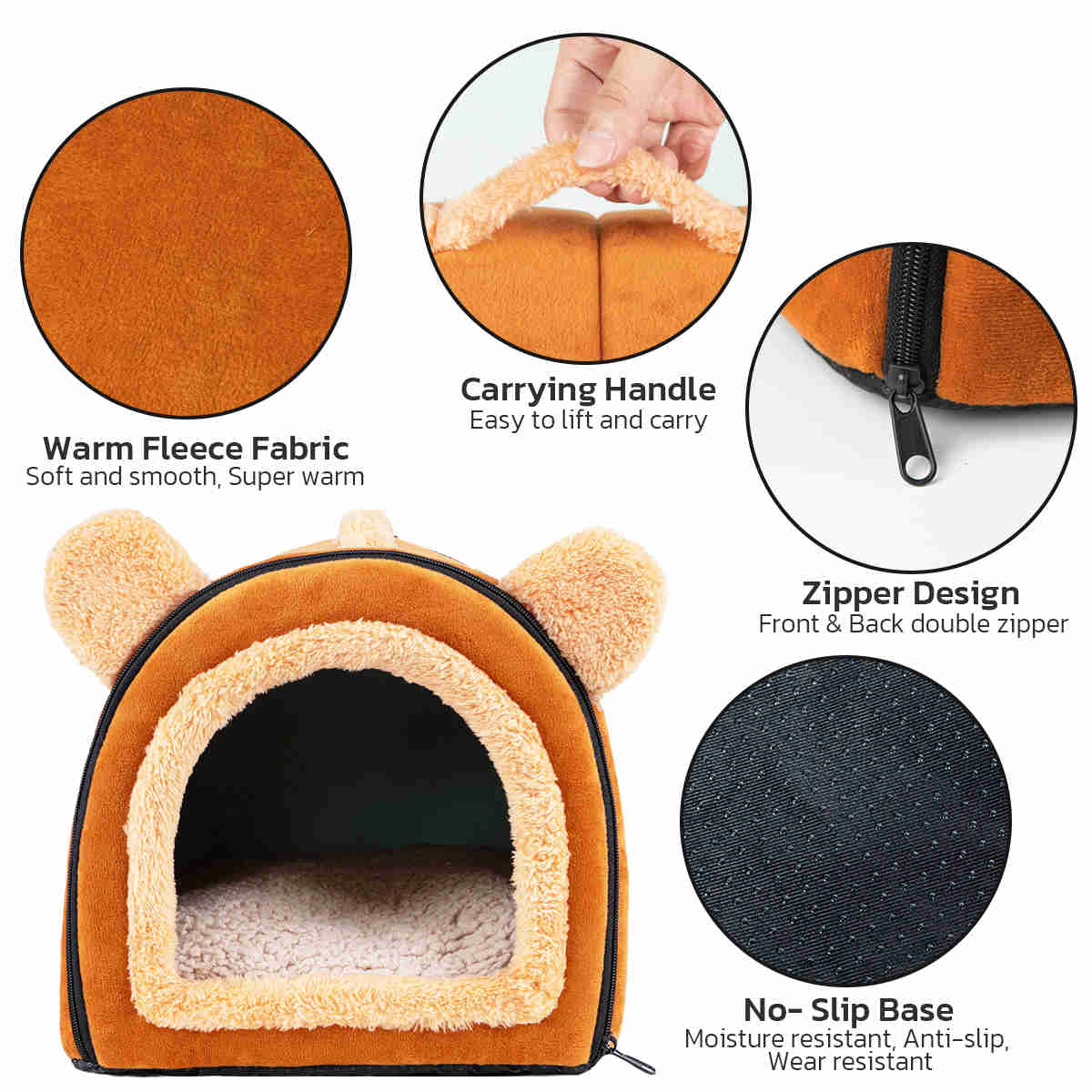 Guinea Pig Hideout,Bunny Bed, Small Animal Bed, Small Animal Bed, 1 Pack (Brown)