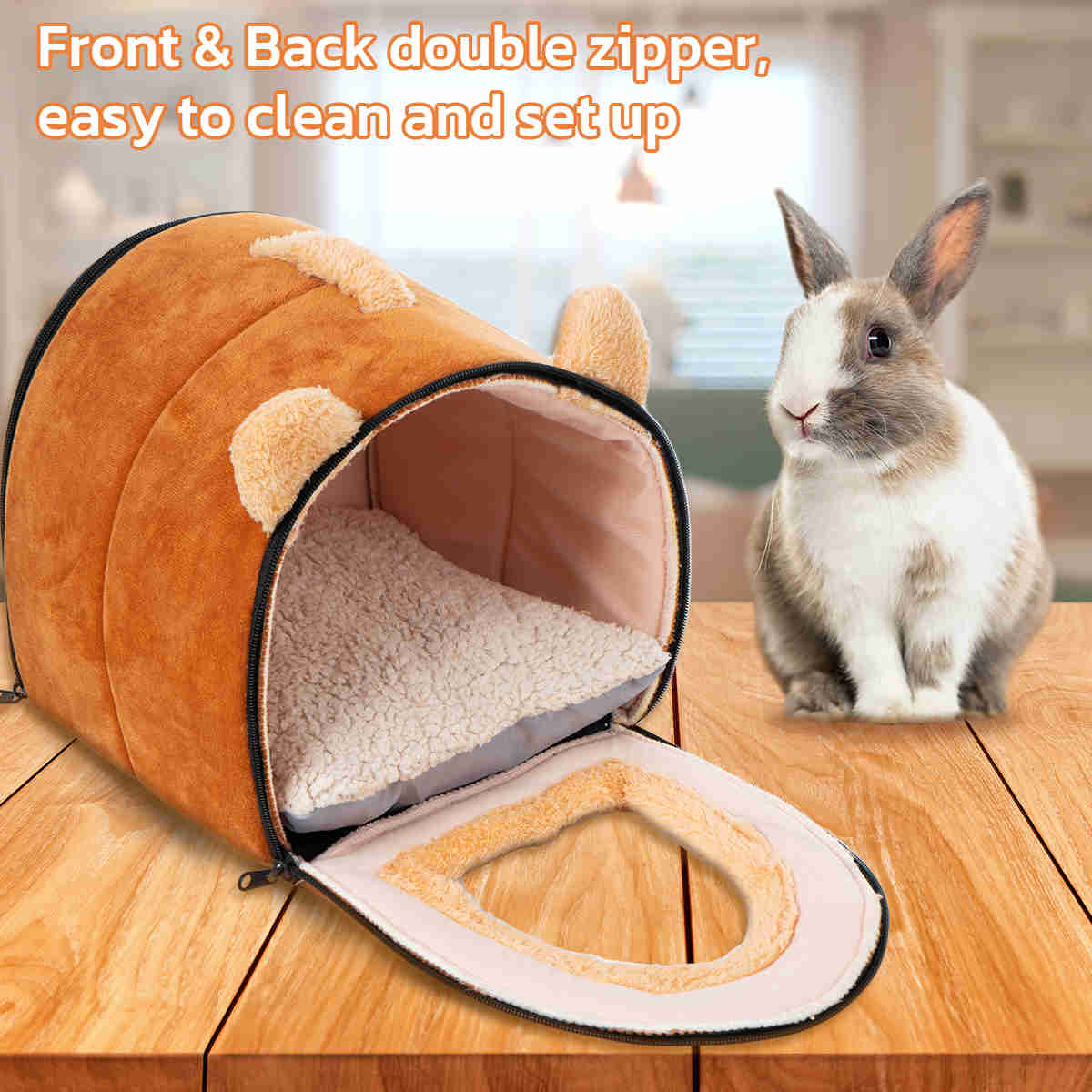 Guinea Pig Hideout,Bunny Bed, Small Animal Bed, Small Animal Bed, 1 Pack (Brown)