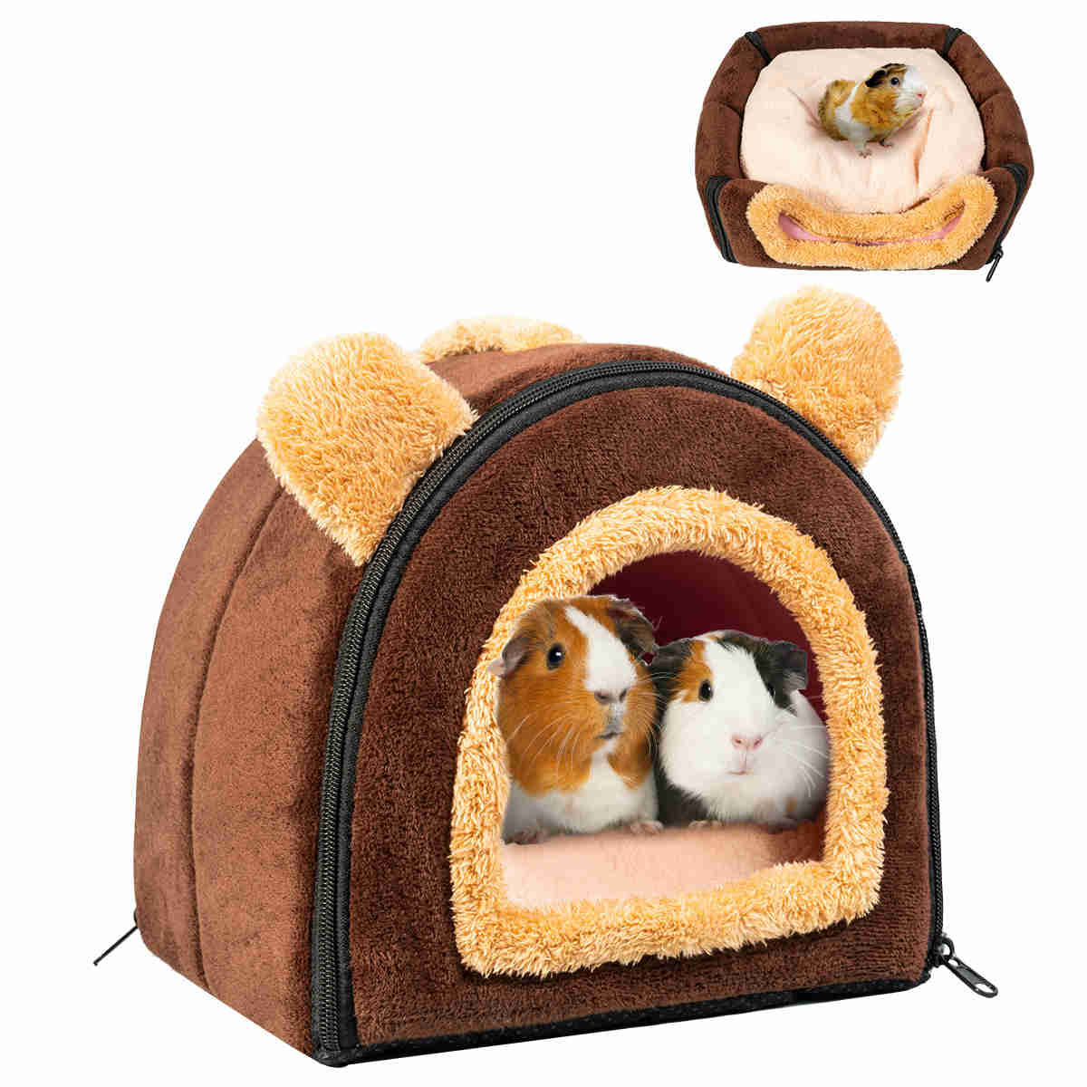 Guinea Pig Hideout,Bunny Bed, Small Animal Bed, Small Animal Bed, 1 Pack (Coffee)