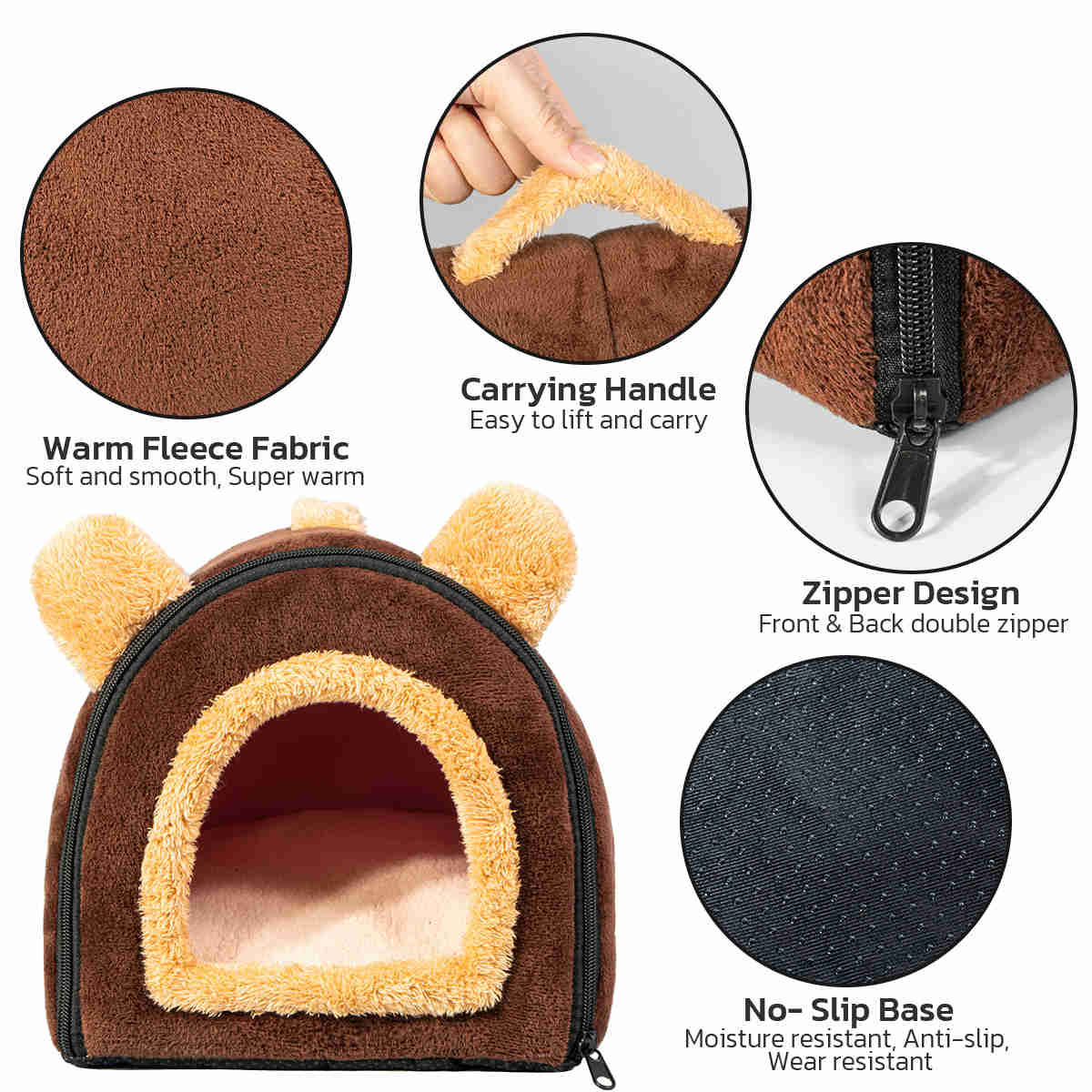 Guinea Pig Hideout,Bunny Bed, Small Animal Bed, Small Animal Bed, 1 Pack (Coffee)