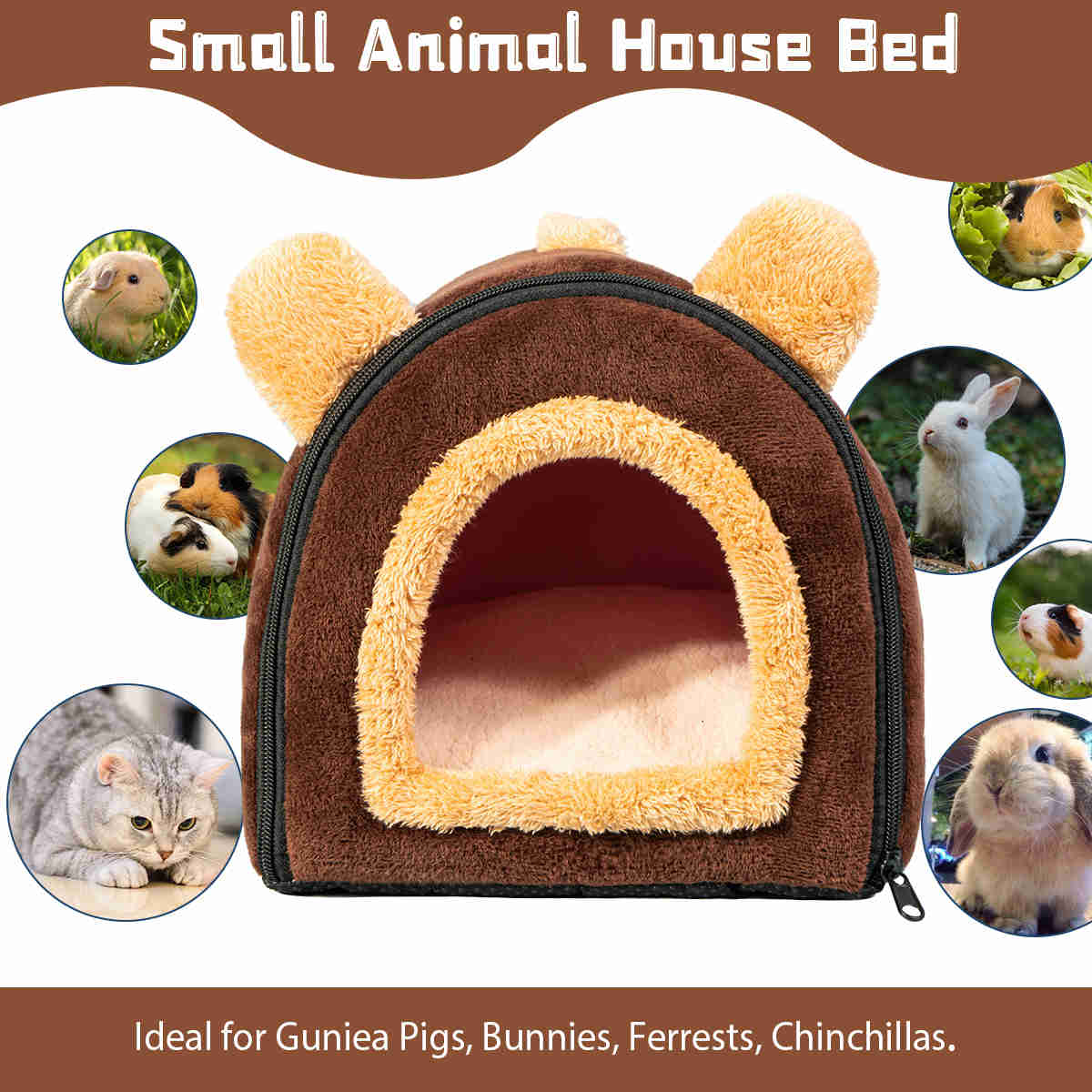 Guinea Pig Hideout,Bunny Bed, Small Animal Bed, Small Animal Bed, 1 Pack (Coffee)