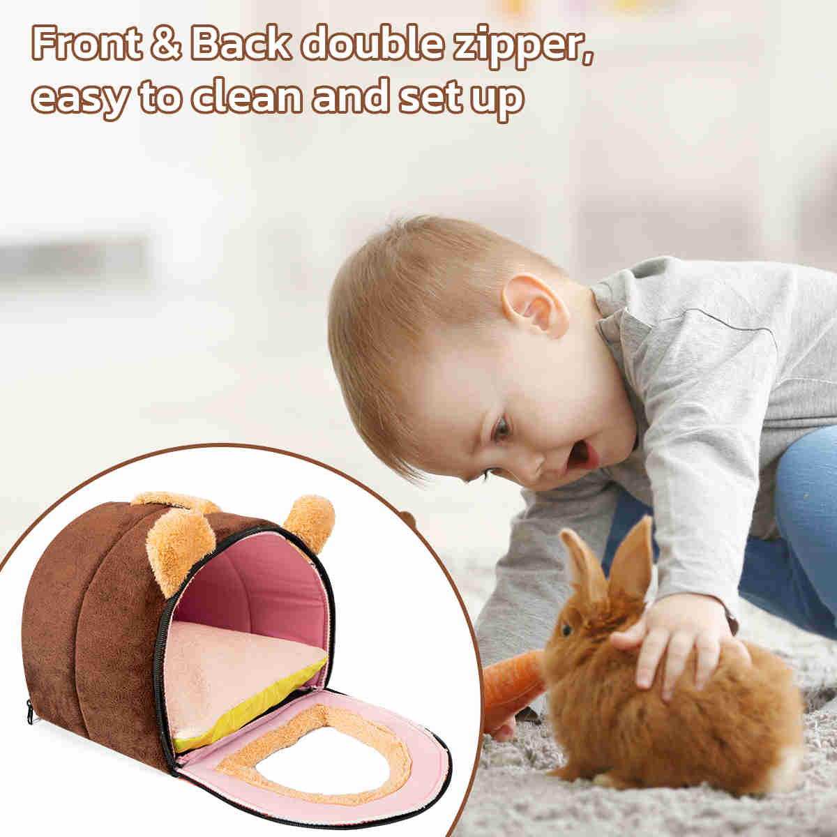 Guinea Pig Hideout,Bunny Bed, Small Animal Bed, Small Animal Bed, 1 Pack (Coffee)
