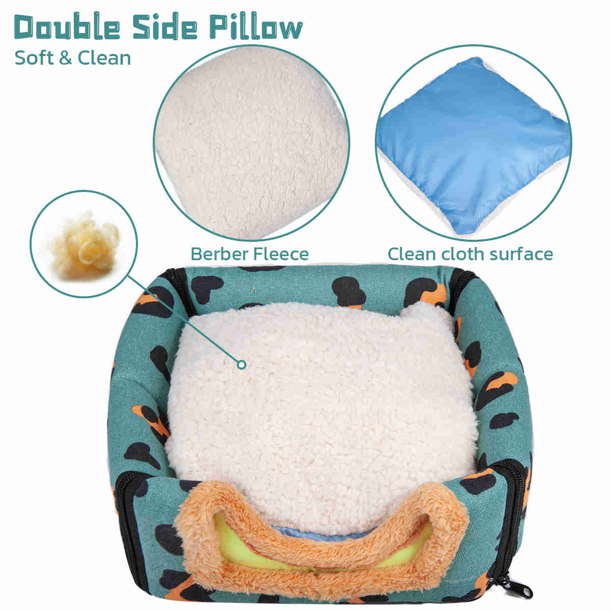 Guinea Pig Hideout,Bunny Bed, Small Animal Bed, Small Animal Bed, 1 Pack (Leopard Blue)