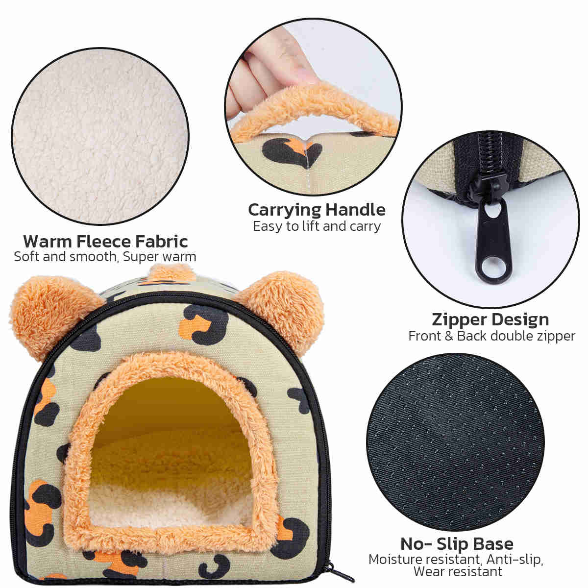 Guinea Pig Hideout,Bunny Bed, Small Animal Bed, Small Animal Bed, 1 Pack (Leopard Green)