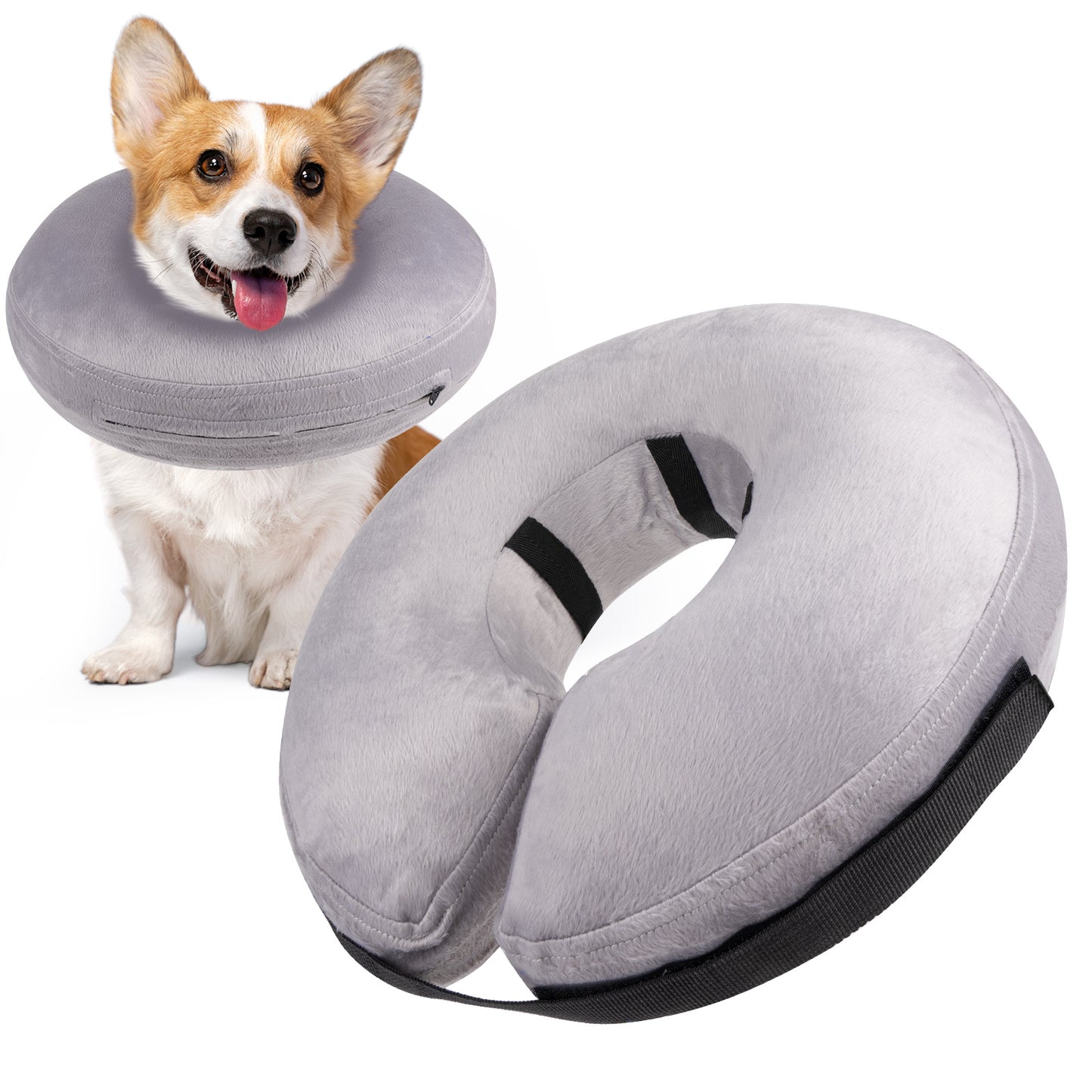 Inflatable Dog Collars-Adjustable Collars for dogs and Cats, 1 Pack (Grey)