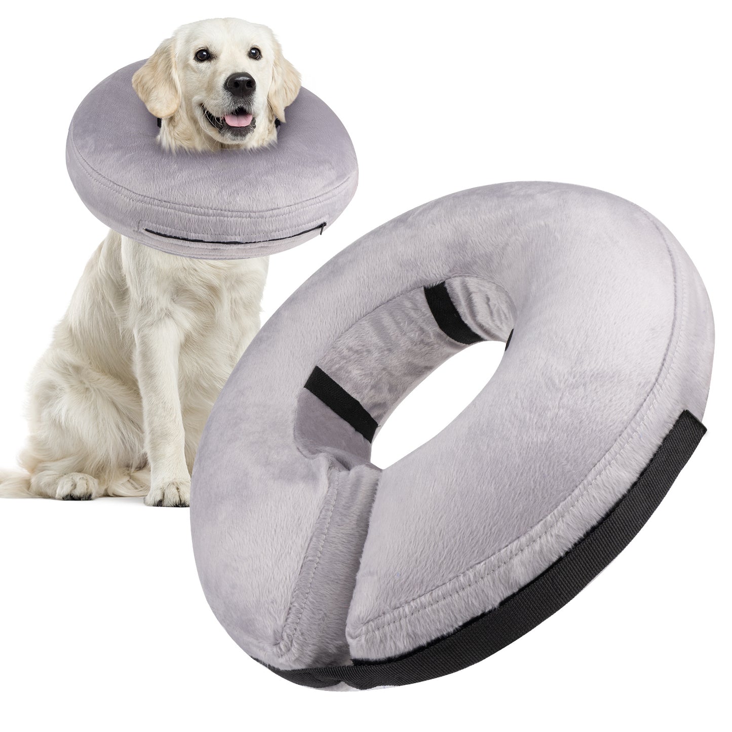Inflatable Dog Collars-Adjustable Collars for dogs and Cats, 1 Pack (Grey)