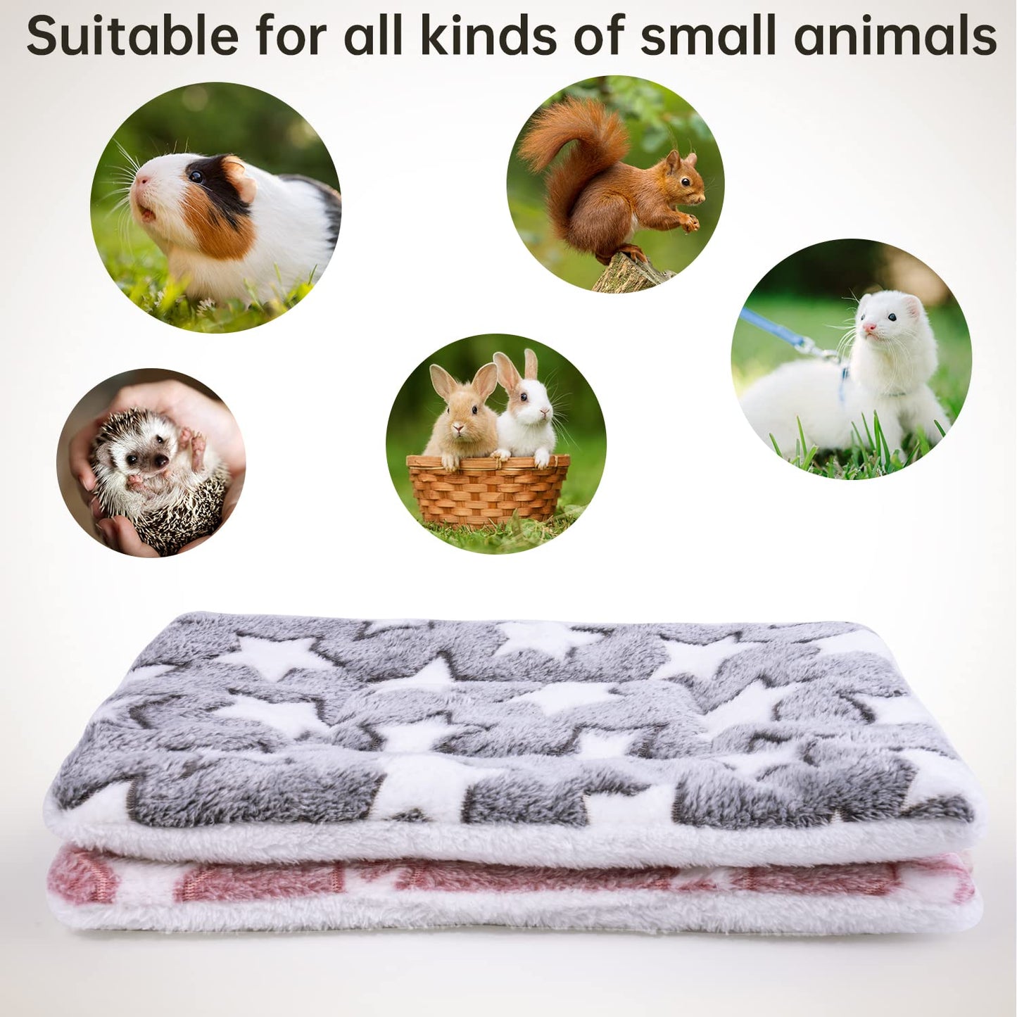 Small Animal Bed Mat for Rabbit Guinea Pig Squirrel Hamster, 2 Pcs