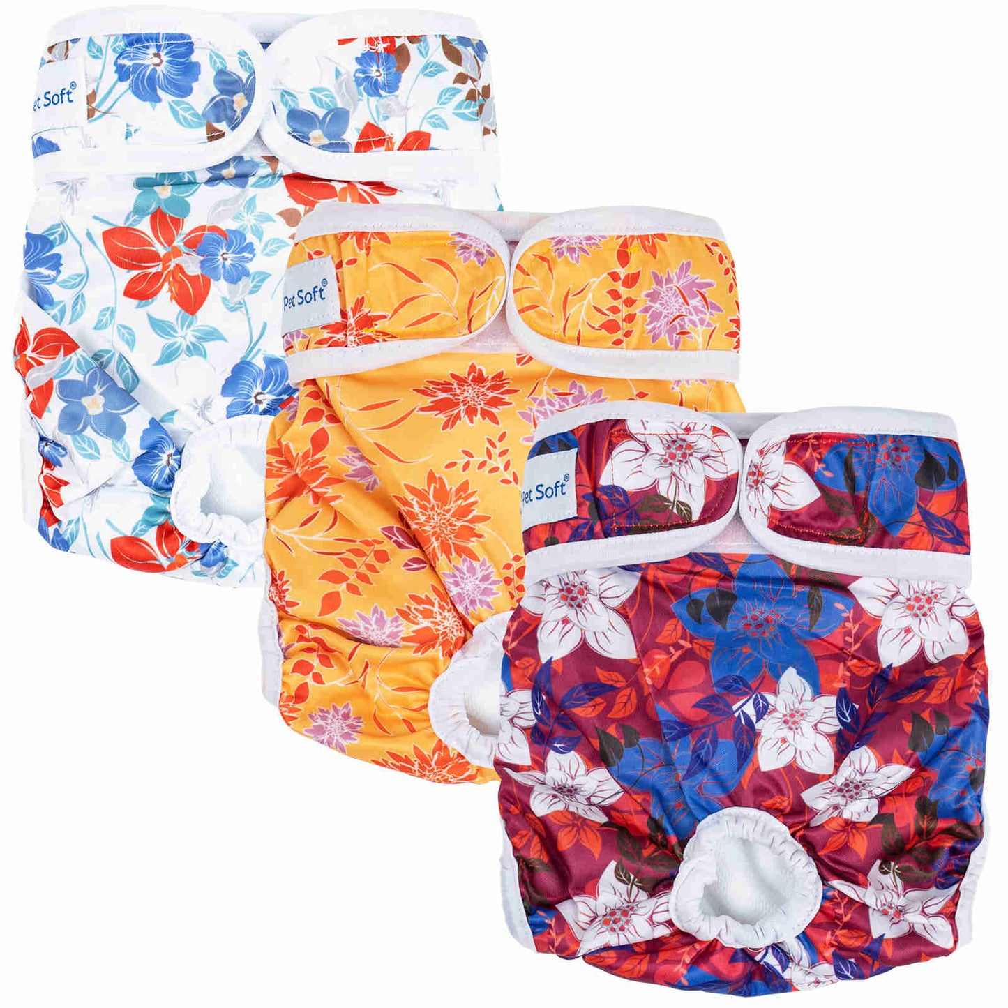Washable Female Dog Diapers, Reusable Doggy Diapers, 3 Pack (Palm leaves)