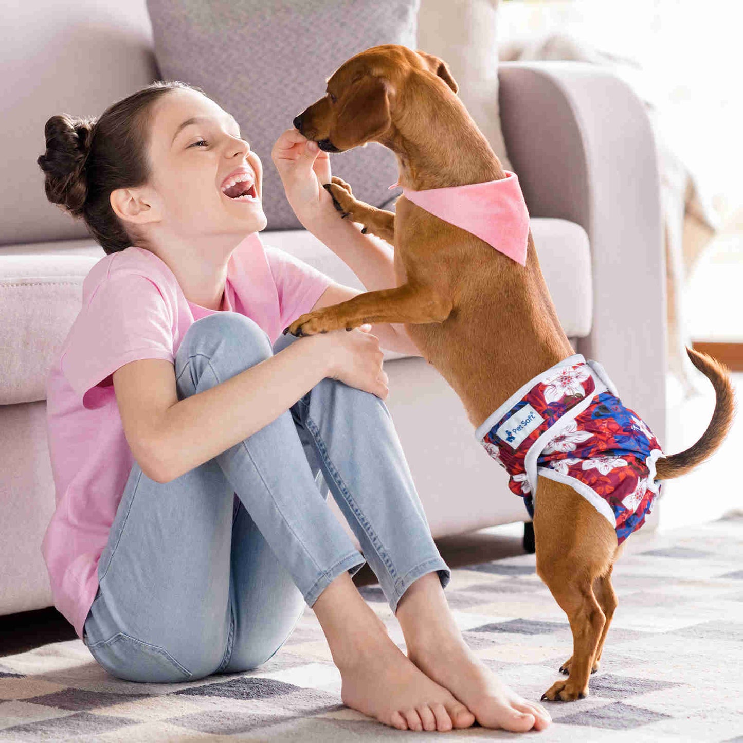 Washable Female Dog Diapers, Reusable Doggy Diapers, 3 Pack (Palm leaves)