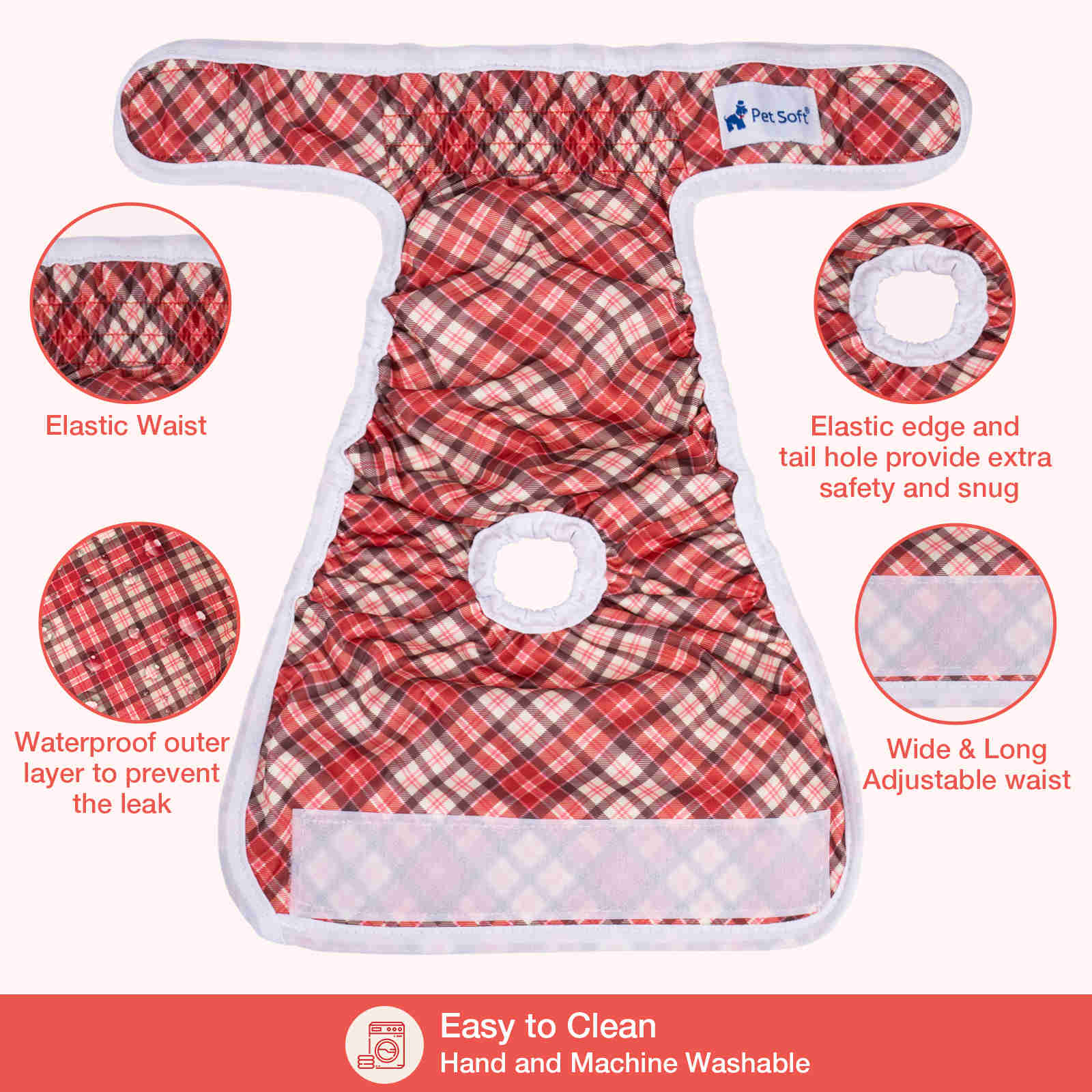 Washable Female Dog Diapers, Reusable Doggy Diapers, 3 Pack (Stripe)