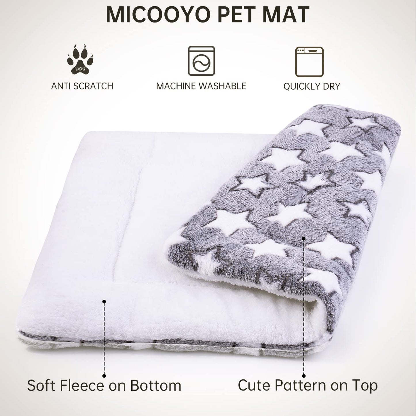 Washable Fleece Pet Cushion for Small Dog Cat Puppy, 2 Pcs