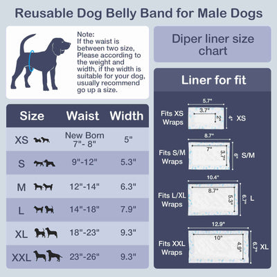 Washable Male Dog Diapers, Reusable Doggy Diapers, 3 Pack (Dinoâ…¡)