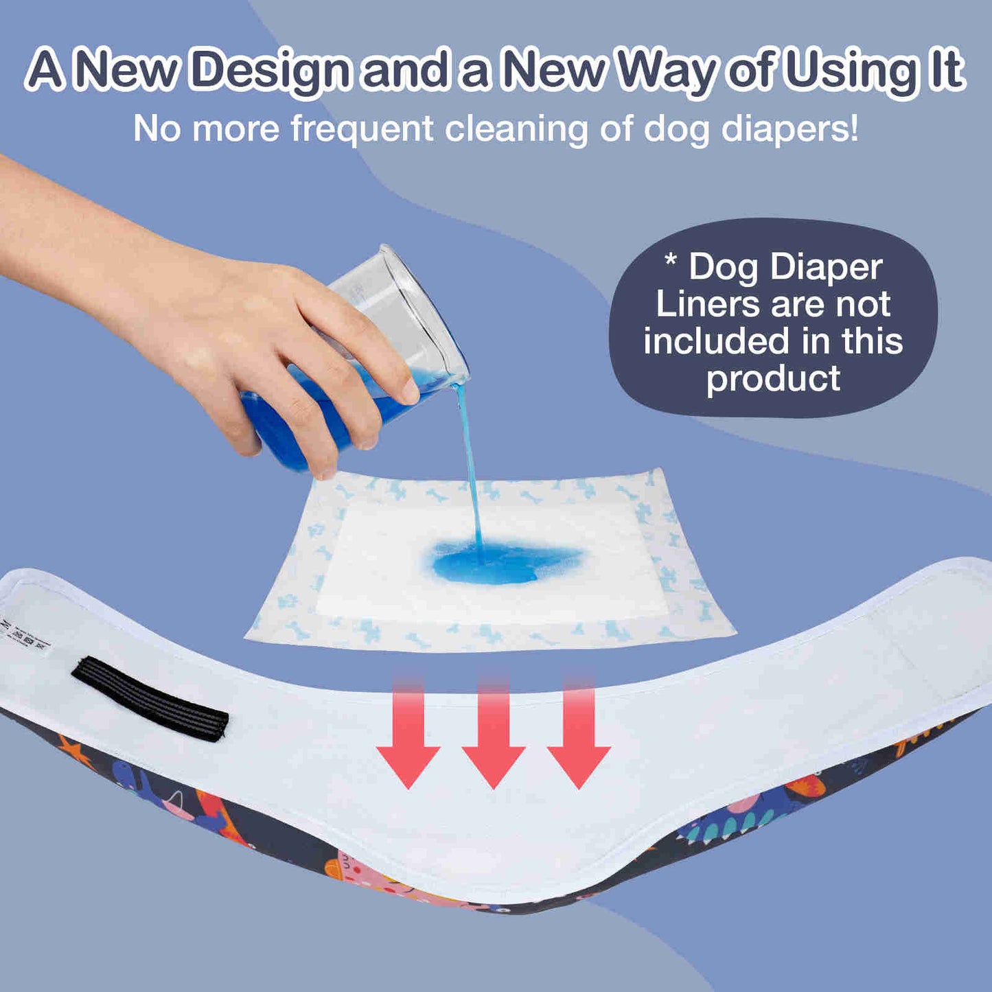 Washable Male Dog Diapers, Reusable Doggy Diapers, 3 Pack (DinoⅡ)